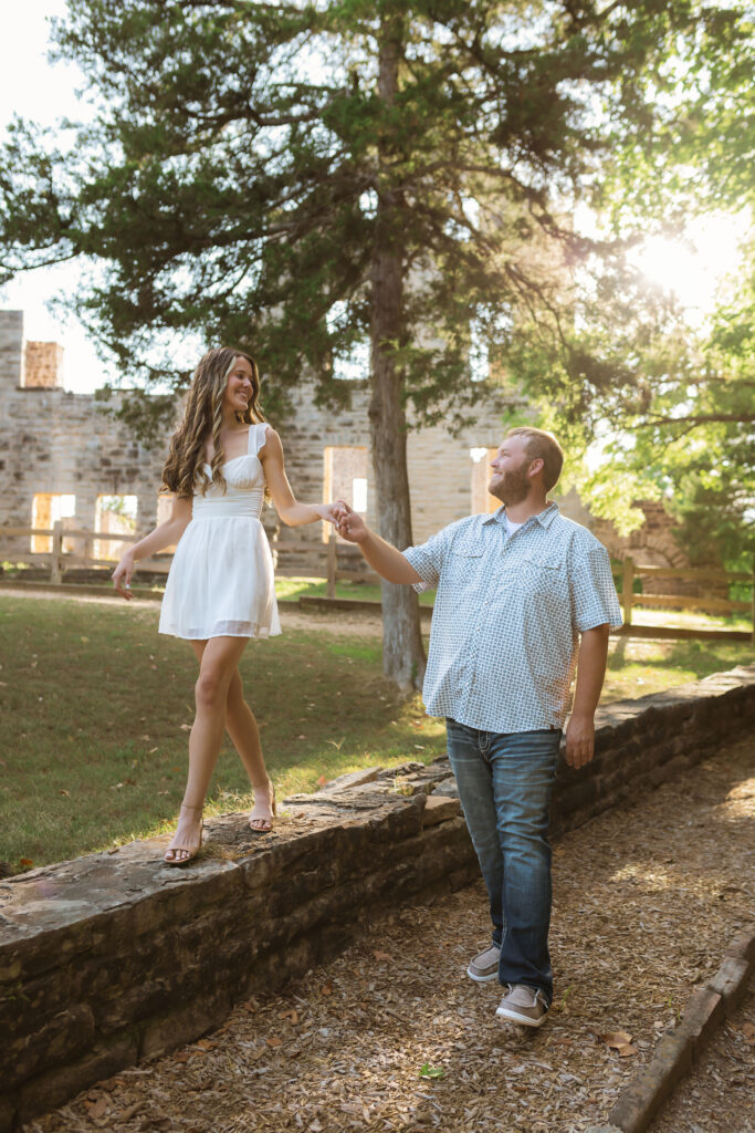 Engagement photo at Ozarks overlook, Ha Ha Tonka State Park