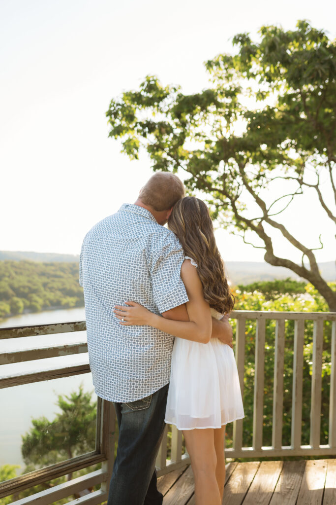 Engagement photo at Ozarks overlook, Ha Ha Tonka State Park