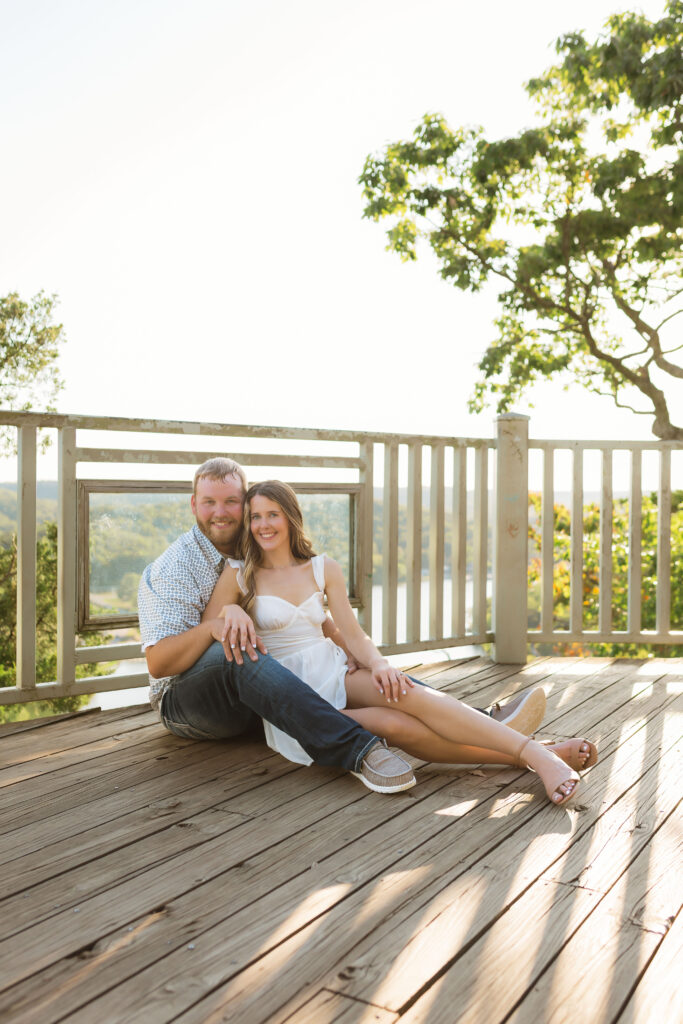 Engagement photo at Ozarks overlook, Ha Ha Tonka State Park