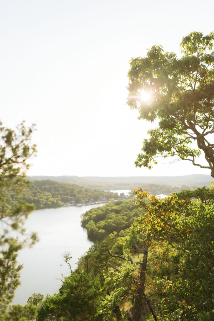 Engagement photo at Ozarks overlook, Ha Ha Tonka State Park