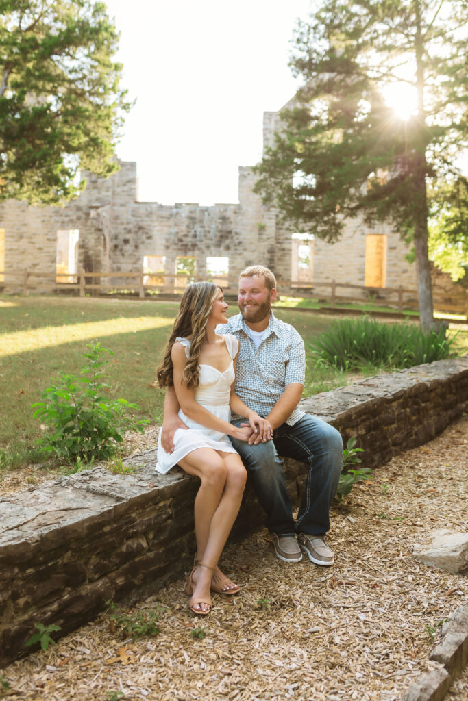 Engagement photo at Ozarks overlook, Ha Ha Tonka State Park
