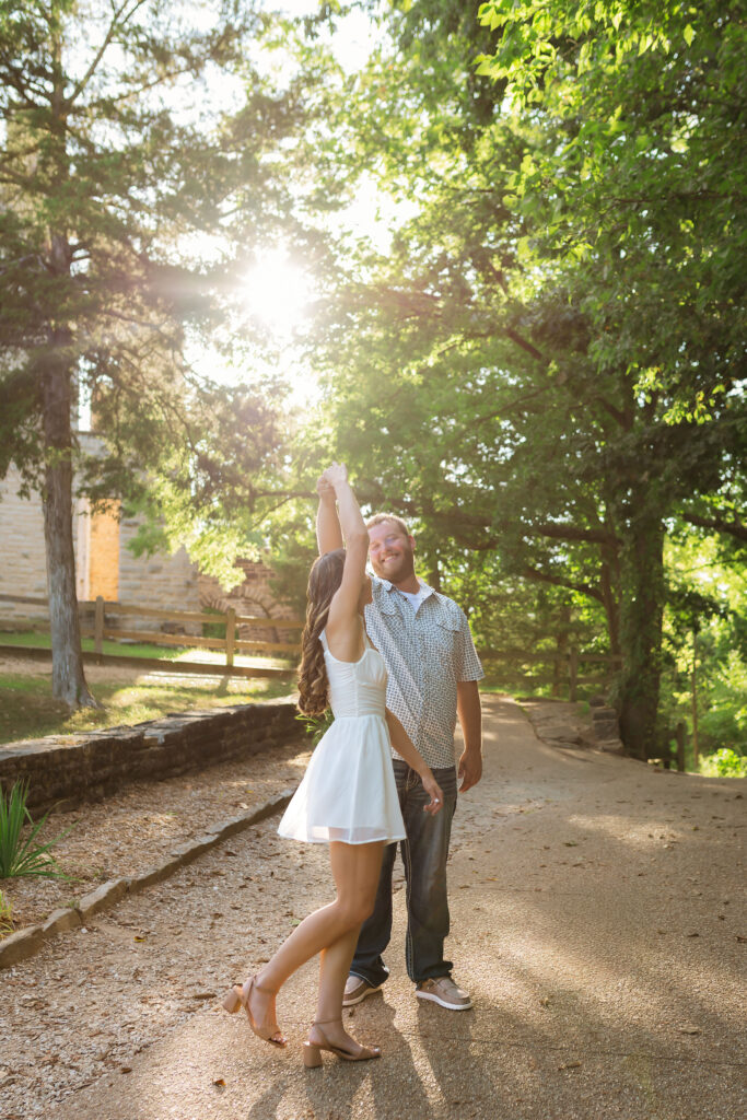Engagement photo at Ozarks overlook, Ha Ha Tonka State Park