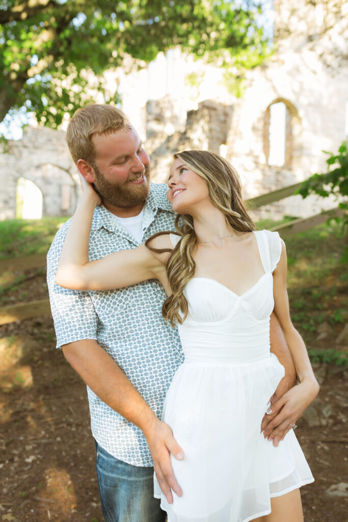 Engagement photo at Ozarks overlook, Ha Ha Tonka State Park