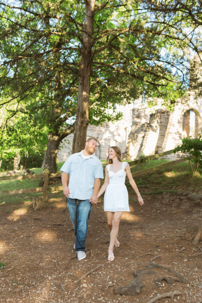 Engagement photo at Ozarks overlook, Ha Ha Tonka State Park