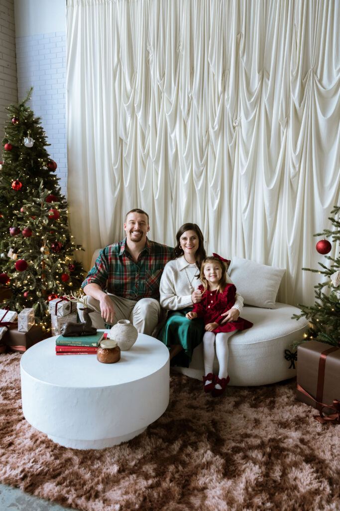 Cozy studio Christmas photo session with family at Urban Studios in Springfield Missouri