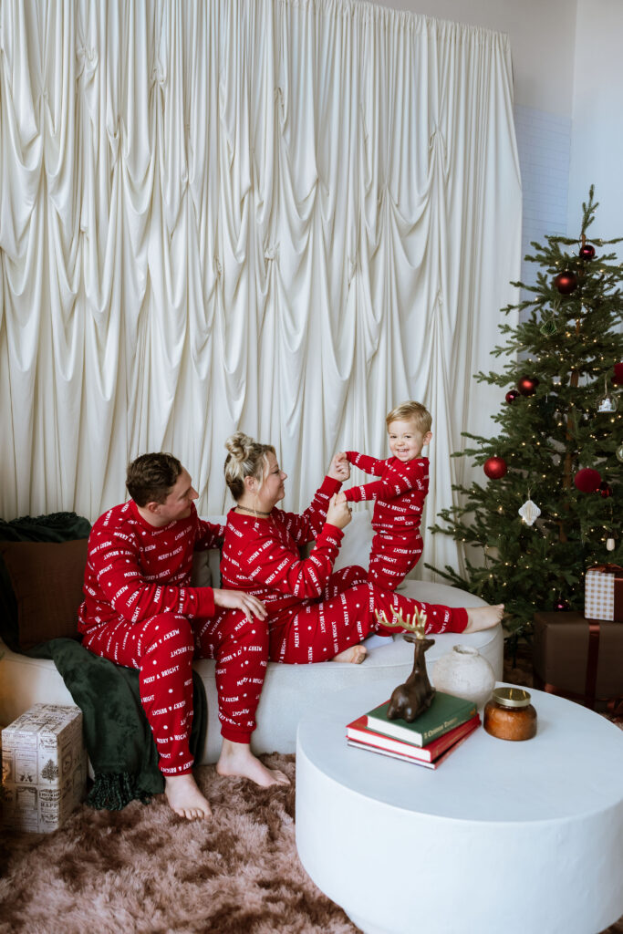Cozy studio Christmas photo session with family at Urban Studios in Springfield Missouri