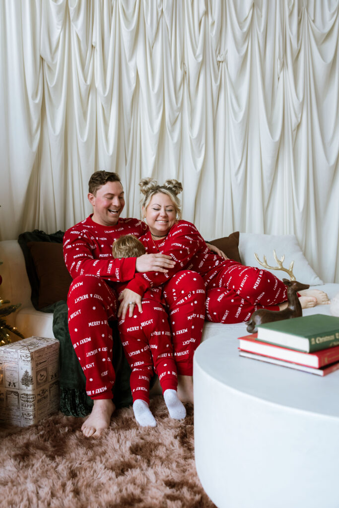Cozy studio Christmas photo session with family at Urban Studios in Springfield Missouri