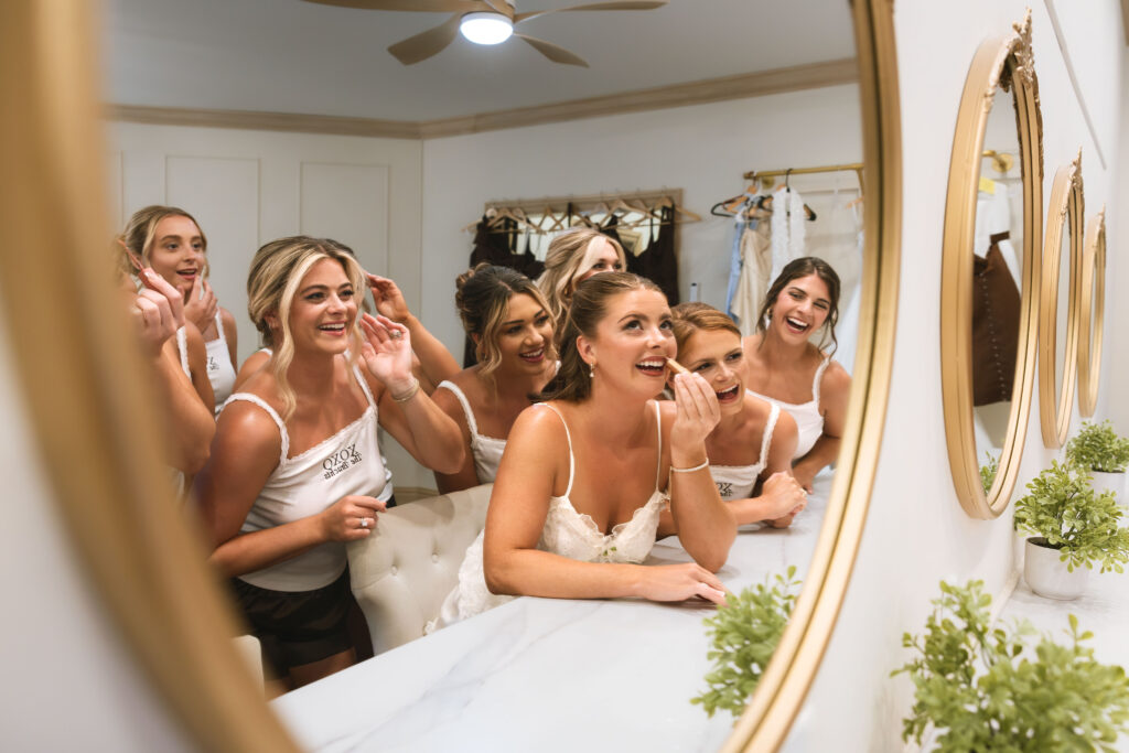 Bride getting ready before her wedding at The Callaway Jewel in Fulton, MO